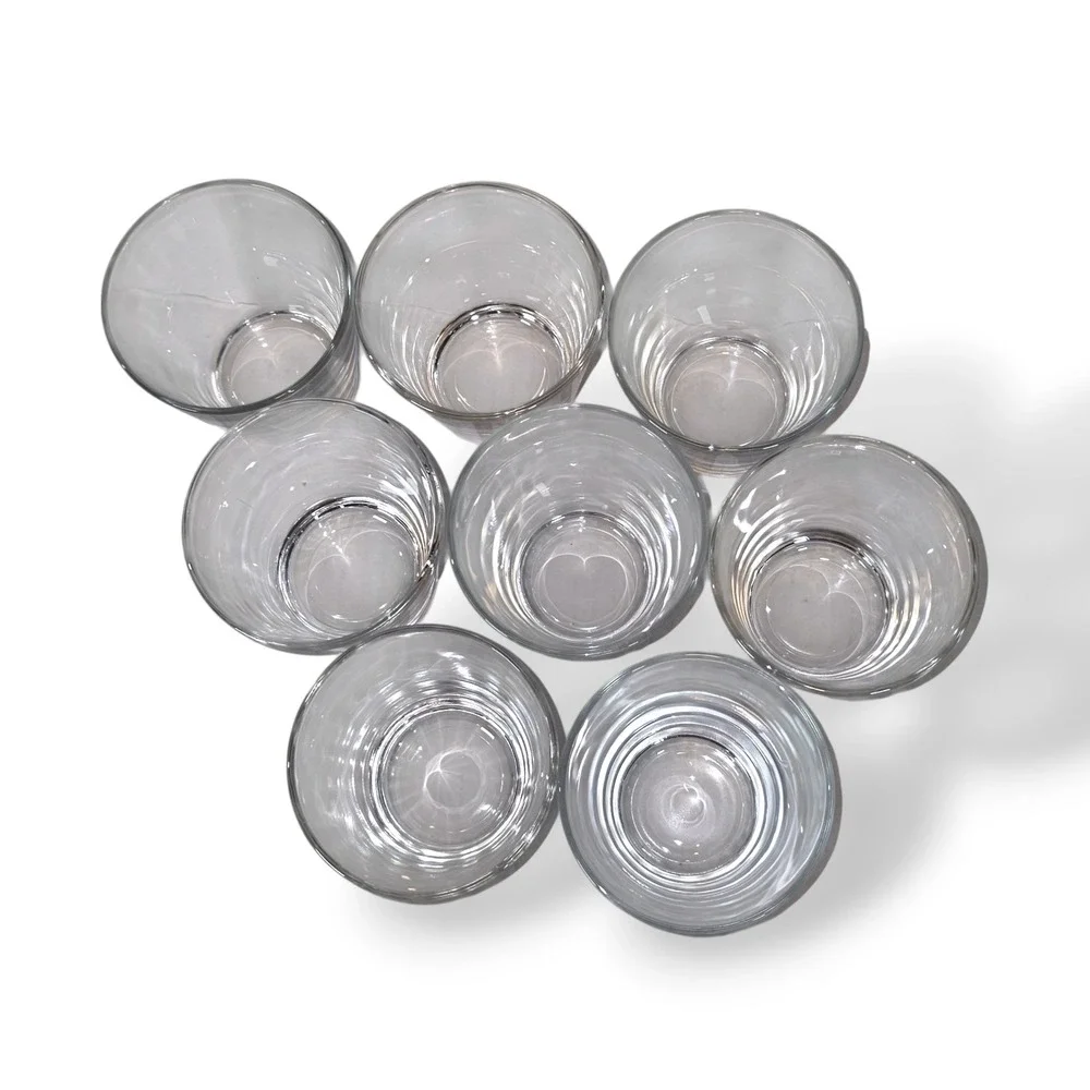 Set of 8 Clear Glass Juice Tumblers 3.25 Inch Stackable Weighted Base Drinking